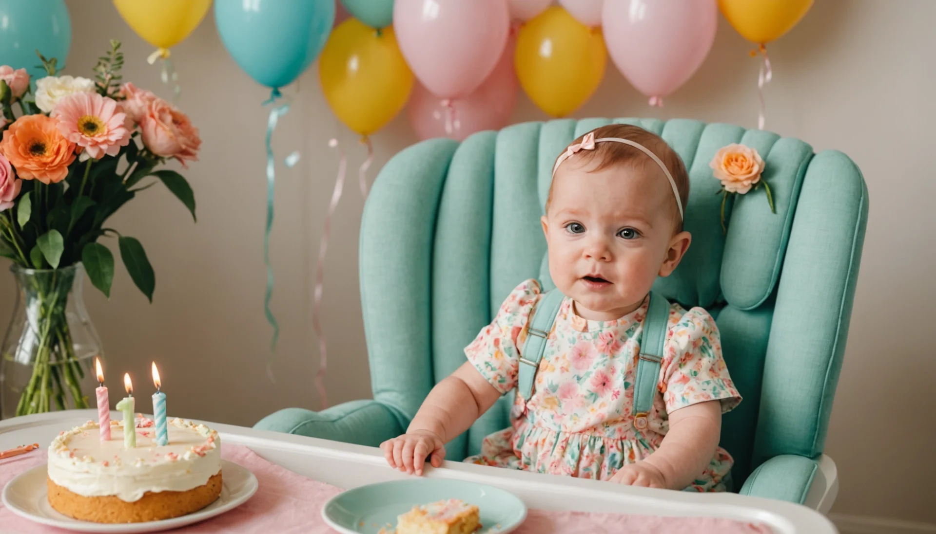 Tenue 1er Anniversaire Bébé Fille – Robe Tutu Tulle Broderie Fleur Pois + Bandeau Nœud